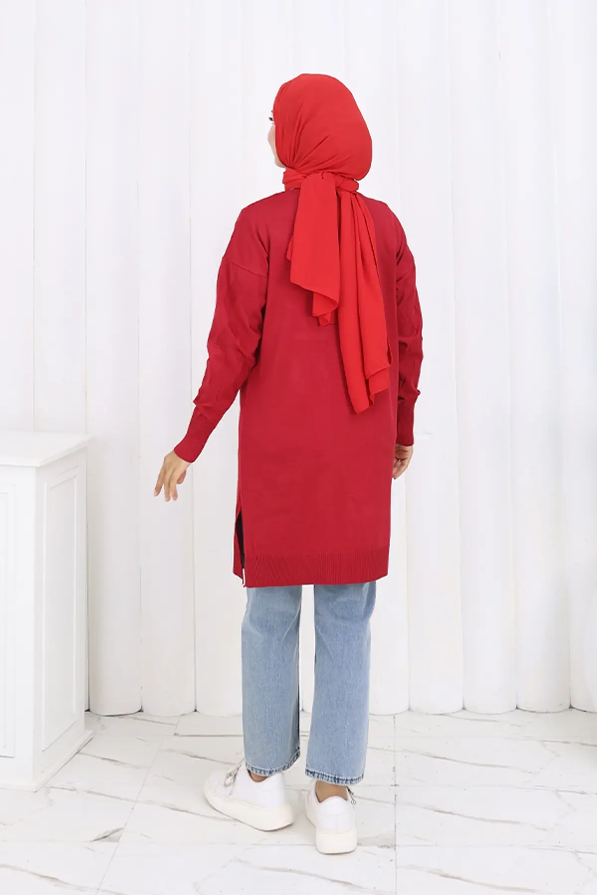 Desenli Uzun Merserize Hırka-detail