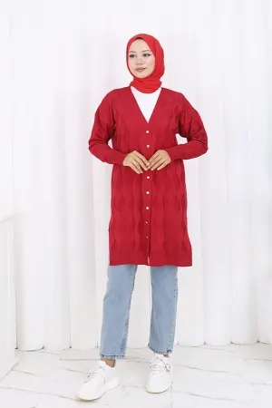 Desenli Uzun Merserize Hırka