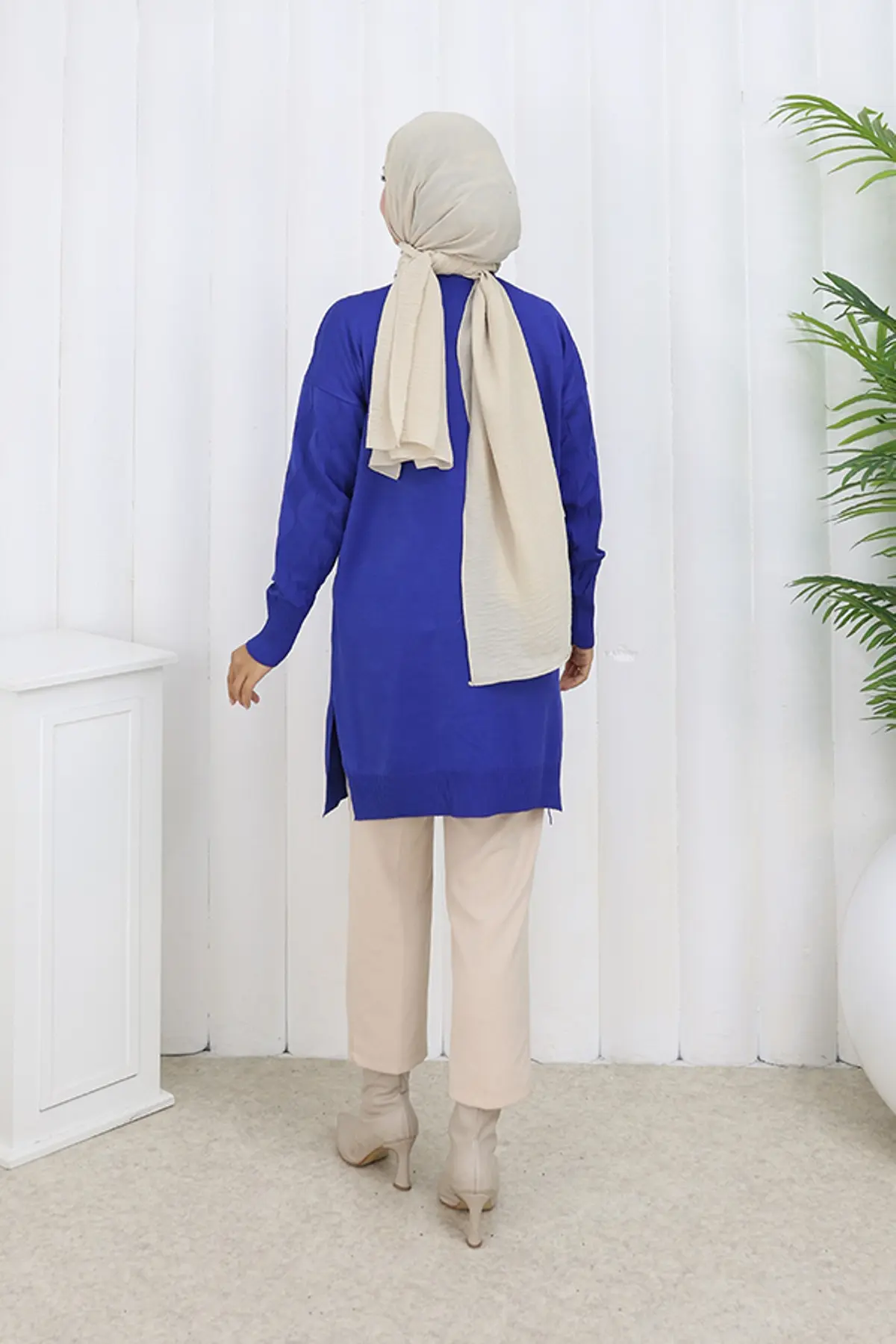 Desenli Uzun Merserize Hırka-detail