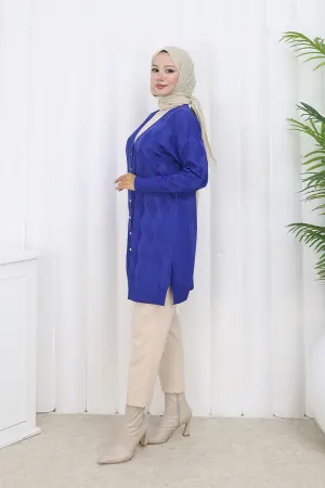 Desenli Uzun Merserize Hırka