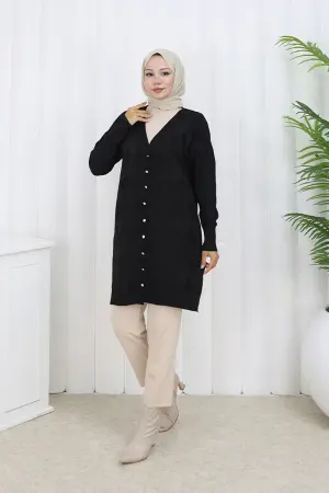 Desenli Uzun Merserize Hırka