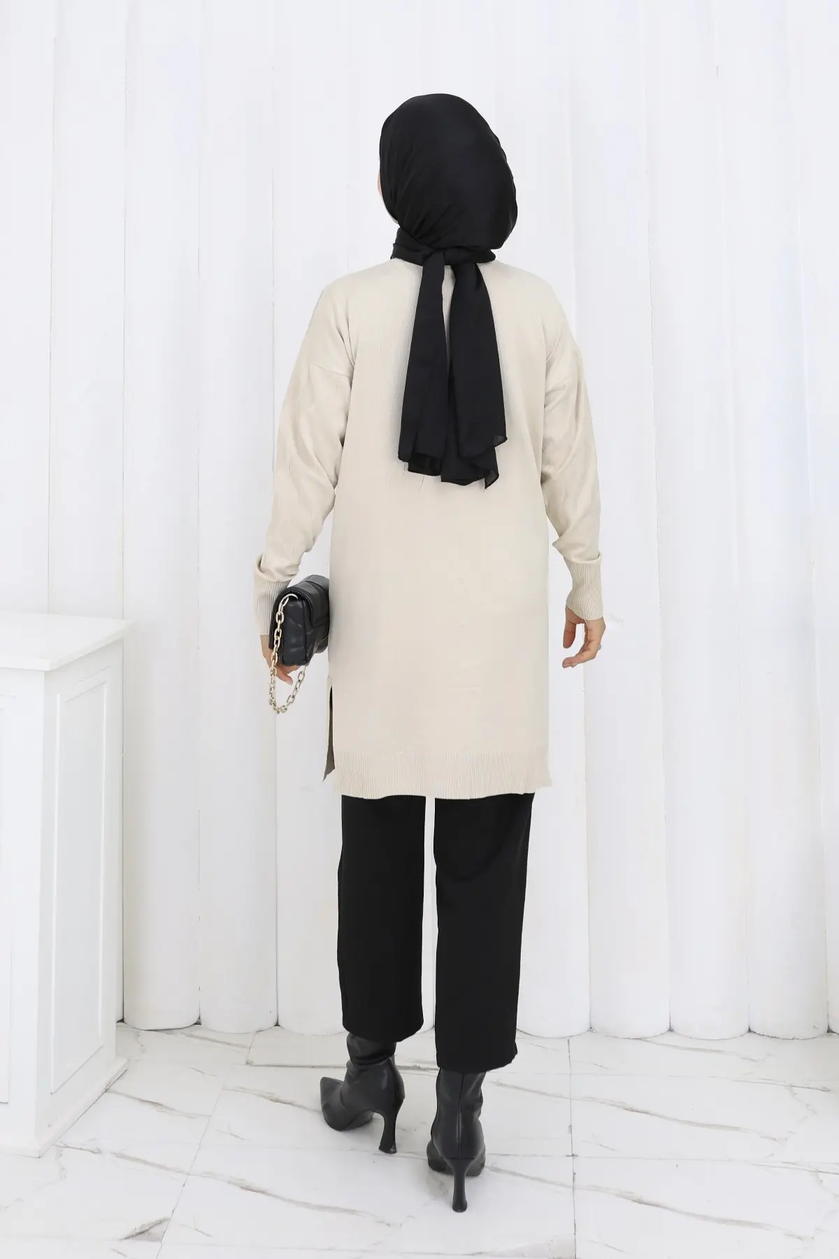 Desenli Uzun Merserize Hırka-detail