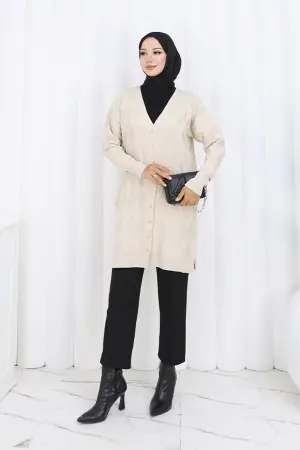 Desenli Uzun Merserize Hırka