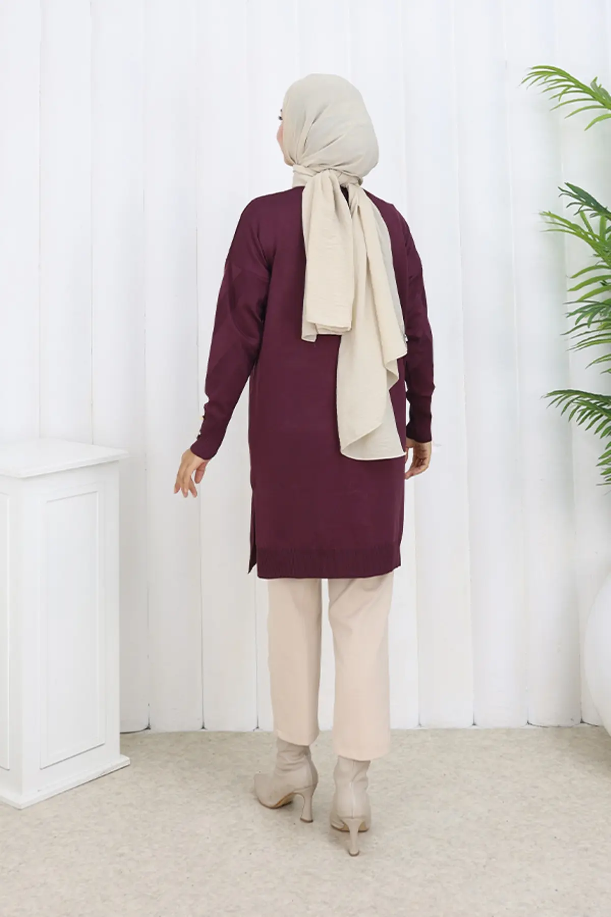 Desenli Uzun Merserize Hırka-detail