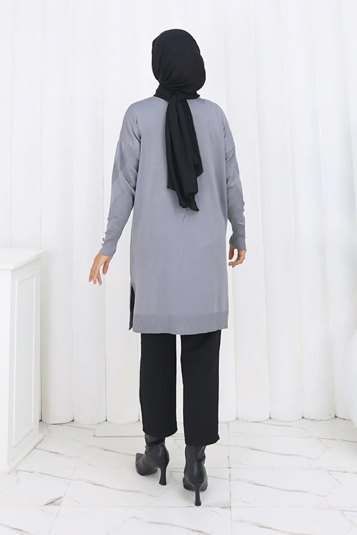 Desenli Uzun Merserize Hırka-detail