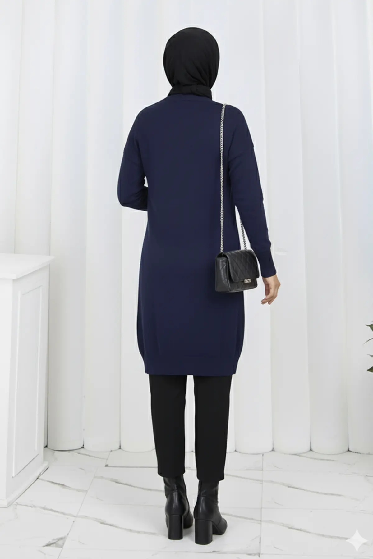 Desenli Uzun Merserize Hırka-detail