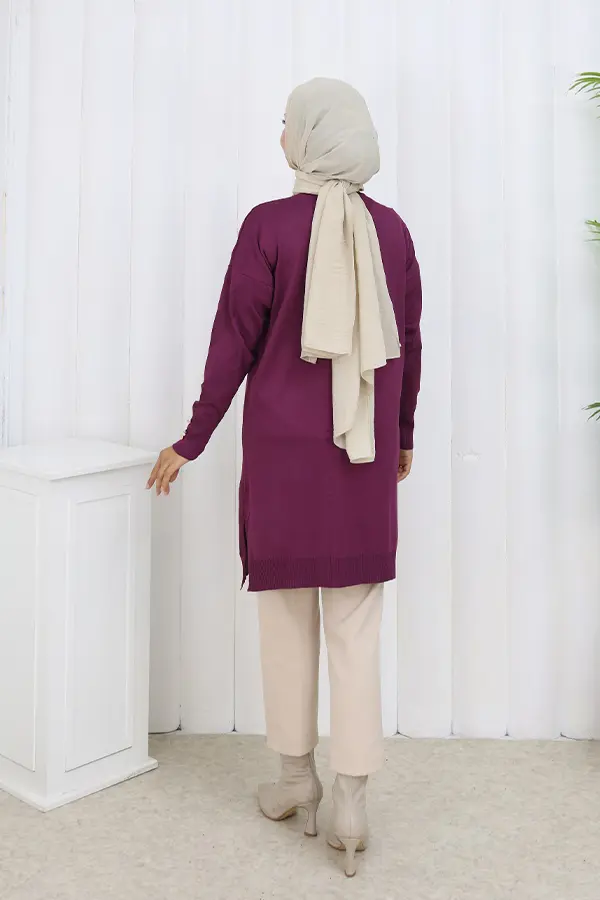 Desenli Uzun Merserize Hırka-detail