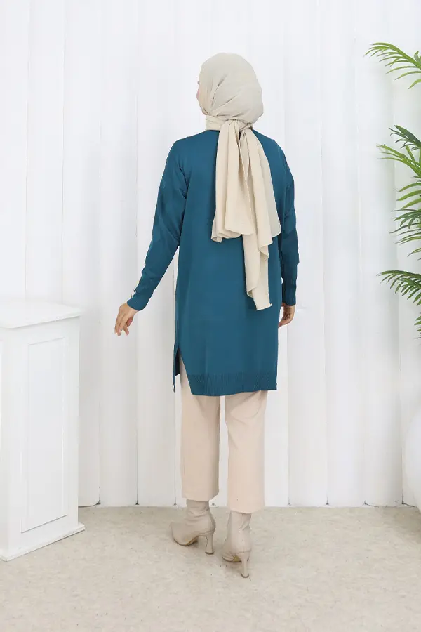 Desenli Uzun Merserize Hırka-detail