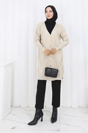 Desenli Uzun Merserize Hırka