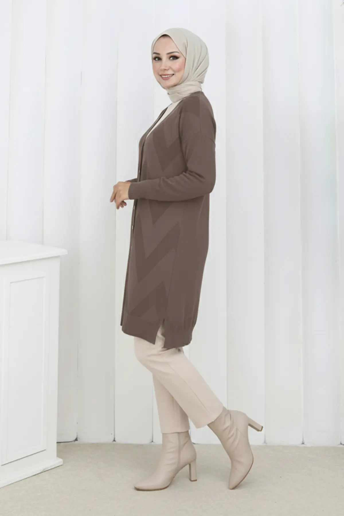 Desenli Uzun Merserize Hırka-detail