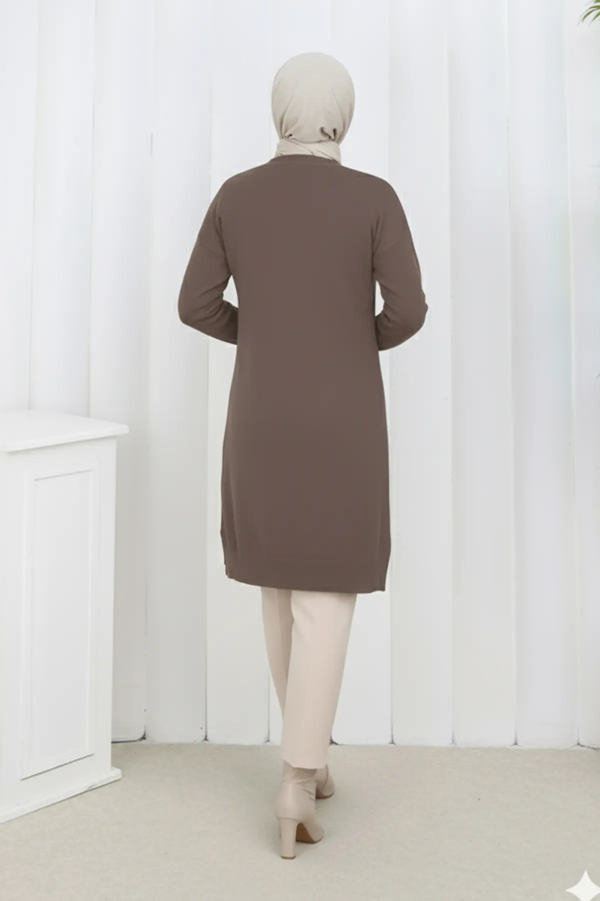 Desenli Uzun Merserize Hırka-detail