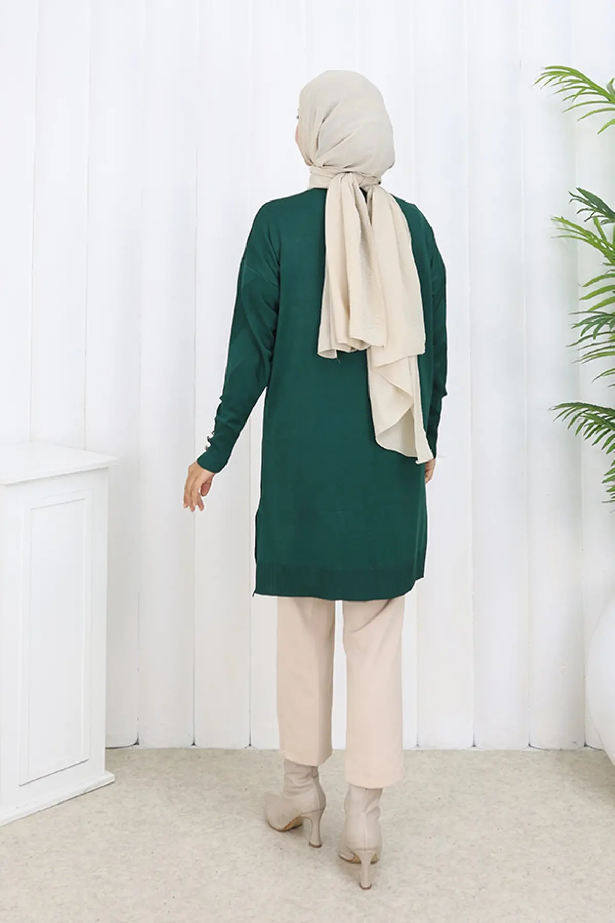 Desenli Uzun Merserize Hırka-detail