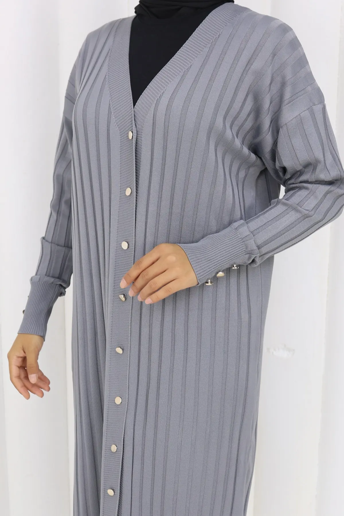 Patterned Long Mercerized Cardigan-detail