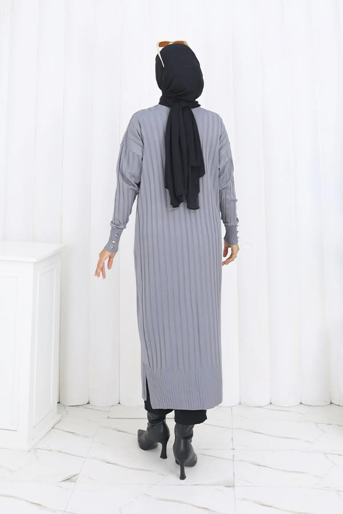 Patterned Long Mercerized Cardigan-detail