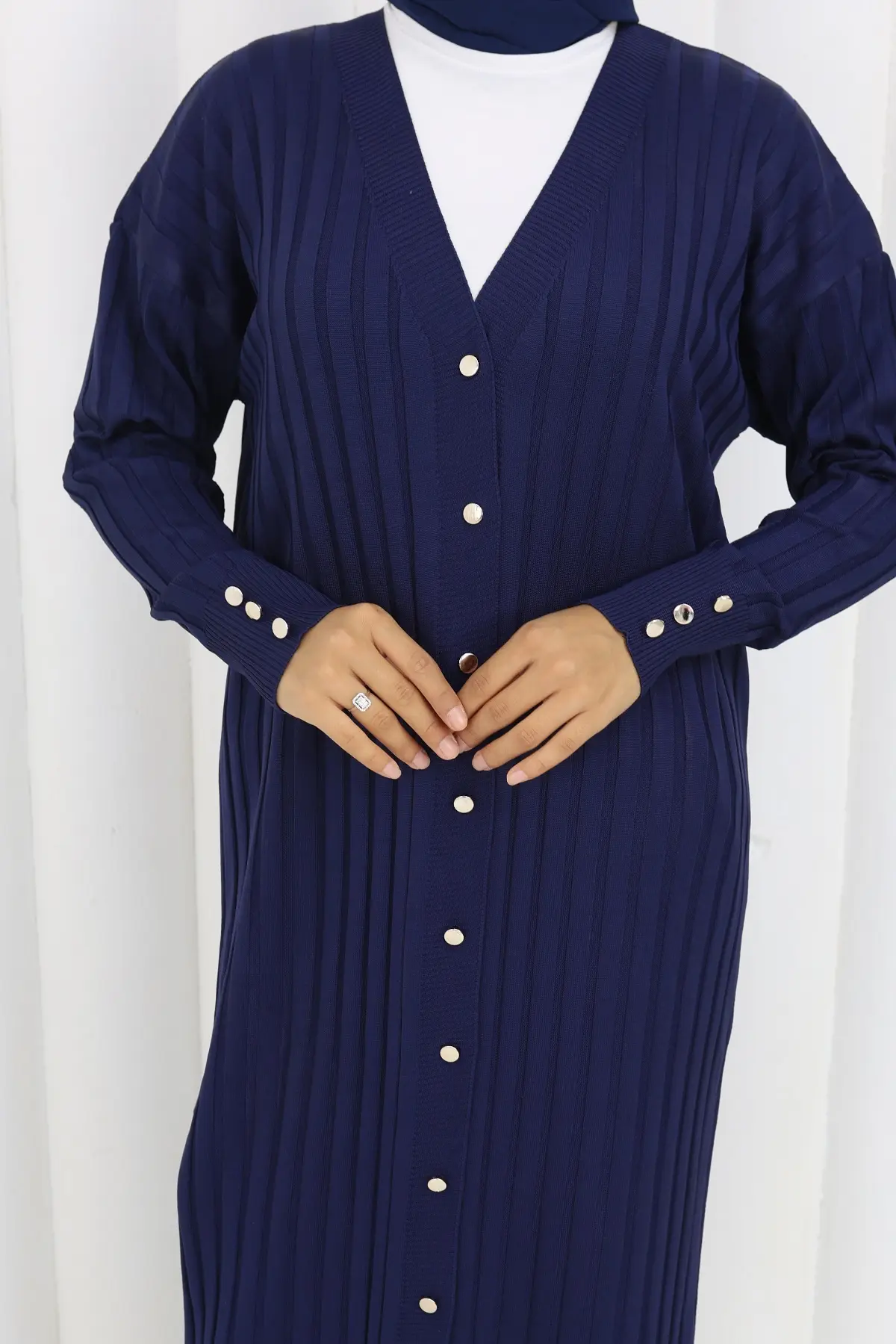 Desenli Uzun Merserize Hırka-detail