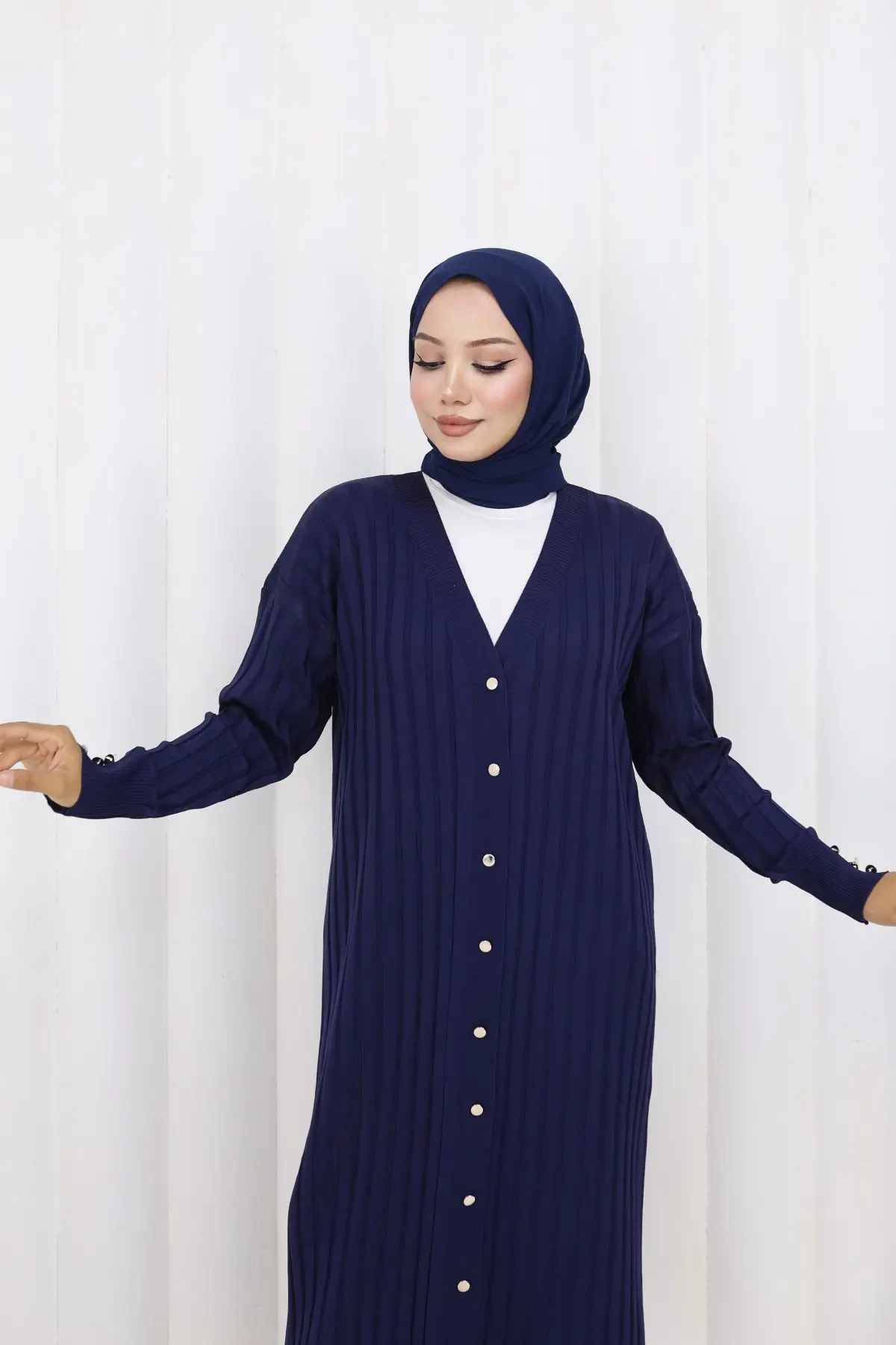 Desenli Uzun Merserize Hırka-detail