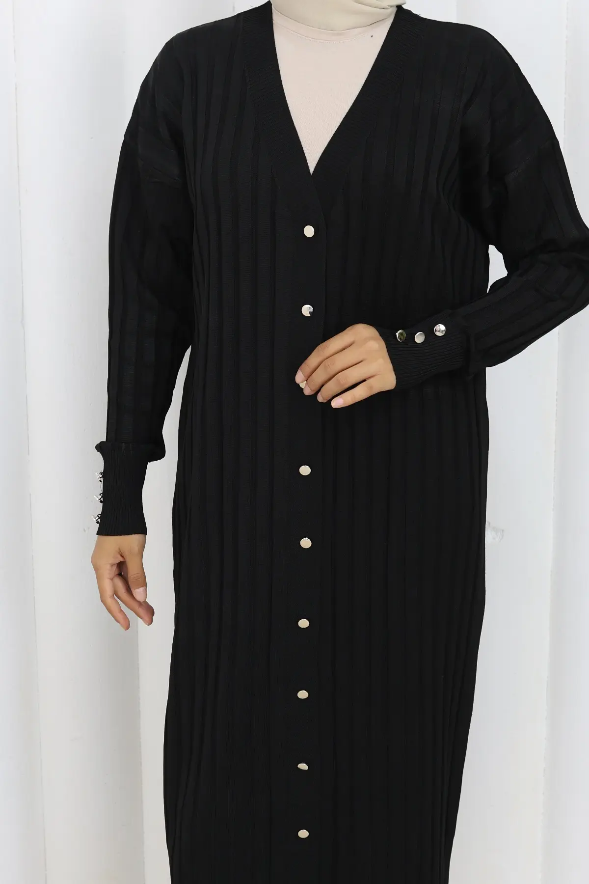 Desenli Uzun Merserize Hırka-detail