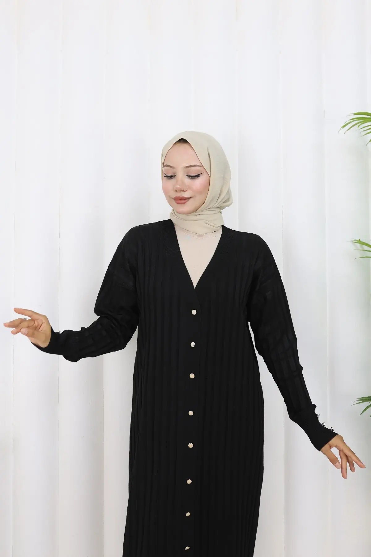 Desenli Uzun Merserize Hırka-detail