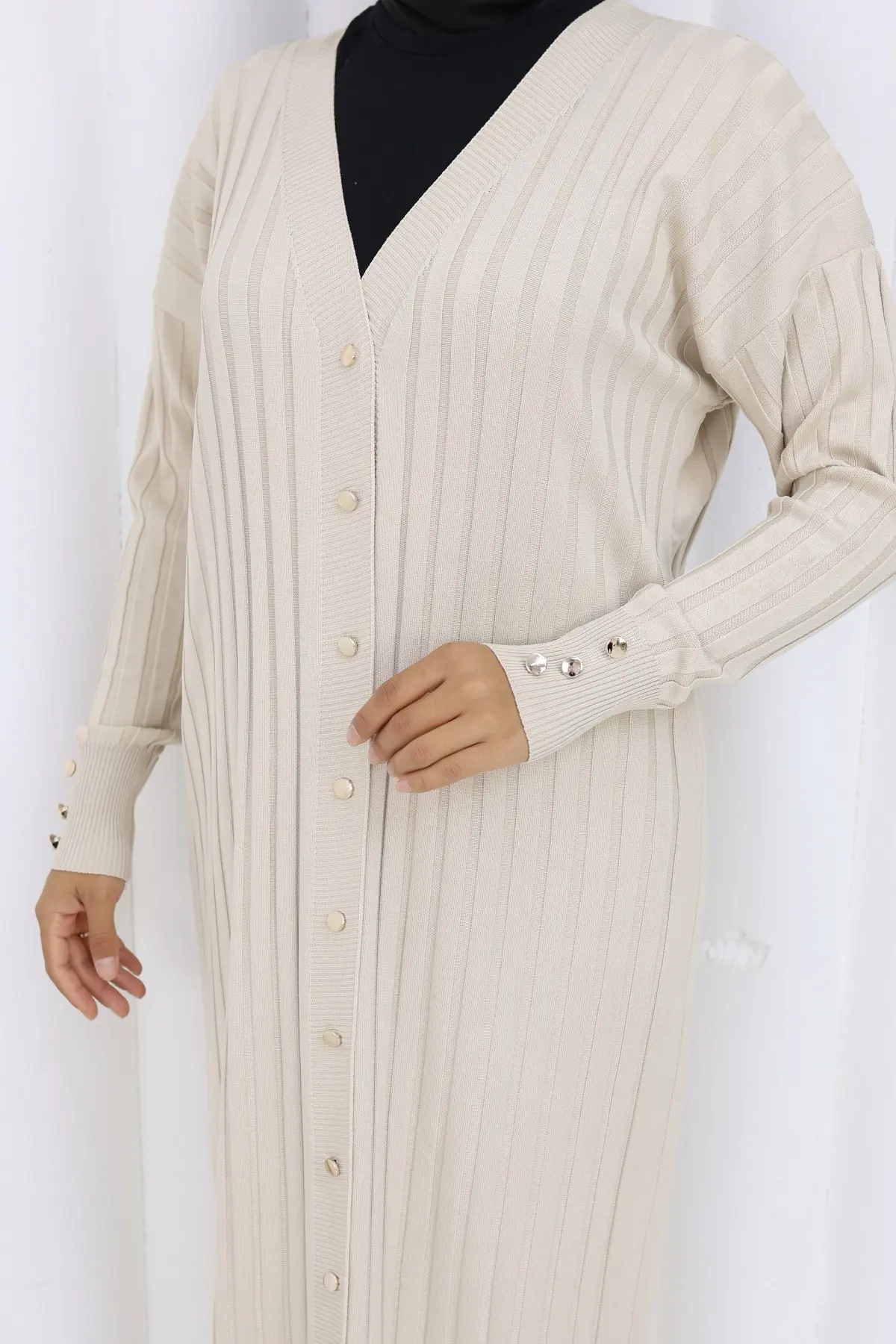 Patterned Long Mercerized Cardigan-detail