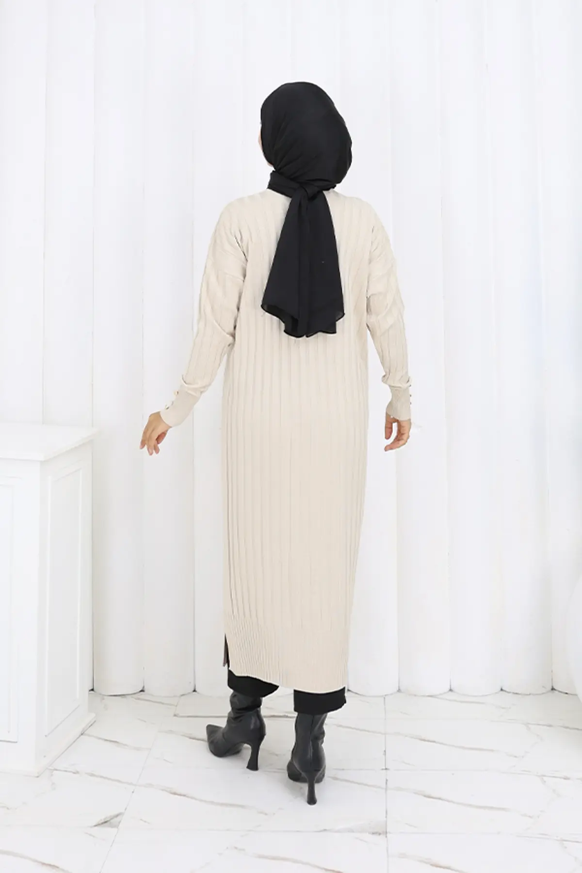 Patterned Long Mercerized Cardigan-detail