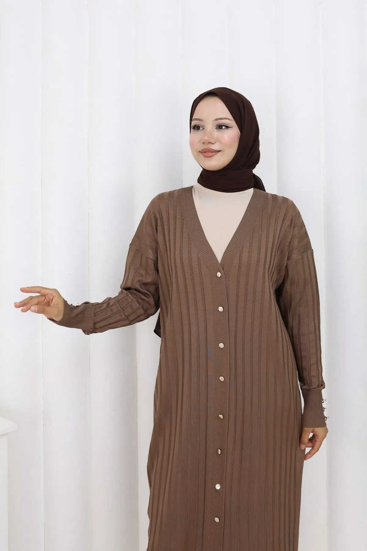 Patterned Long Mercerized Cardigan-detail