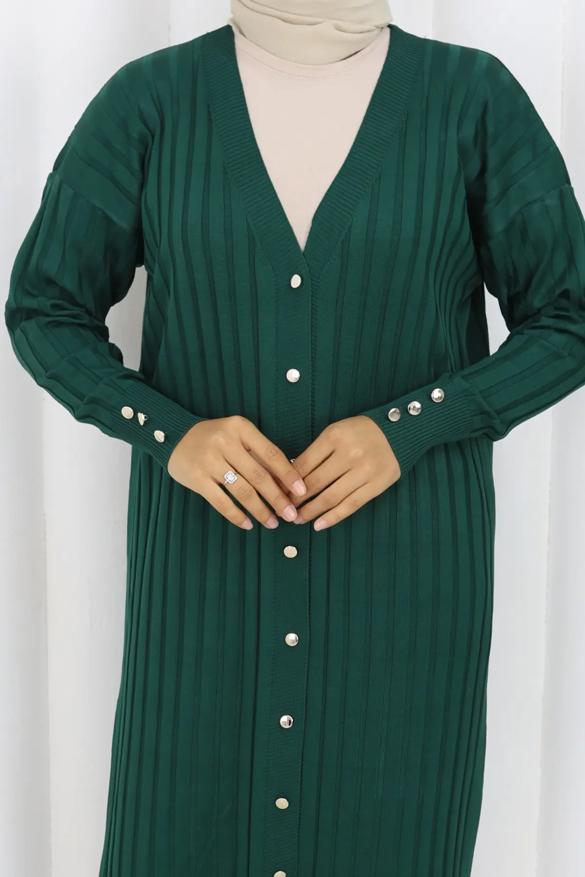 Desenli Uzun Merserize Hırka-detail