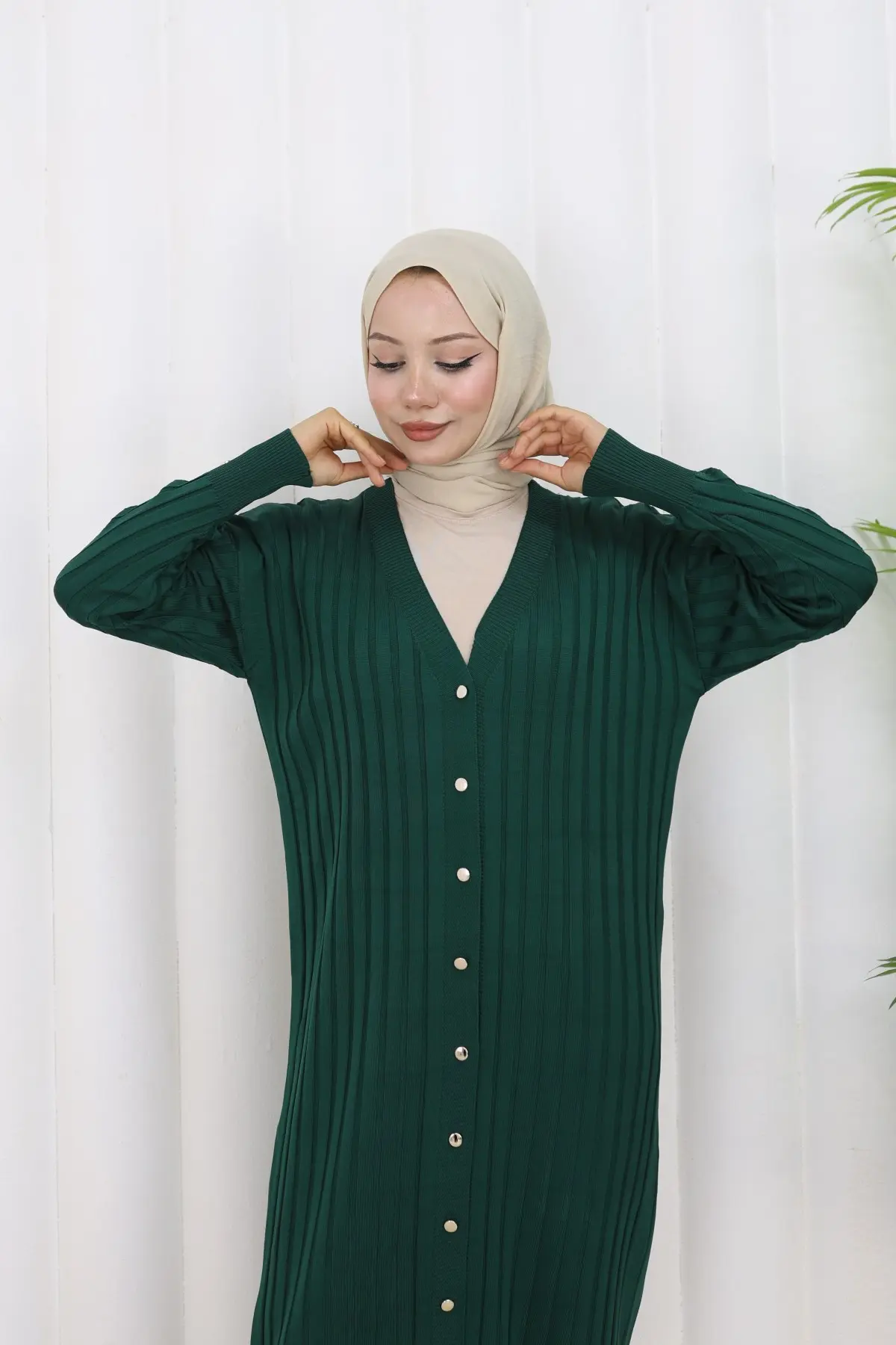 Desenli Uzun Merserize Hırka-detail