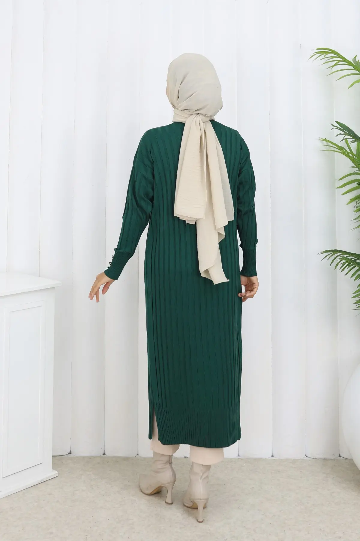 Desenli Uzun Merserize Hırka-detail