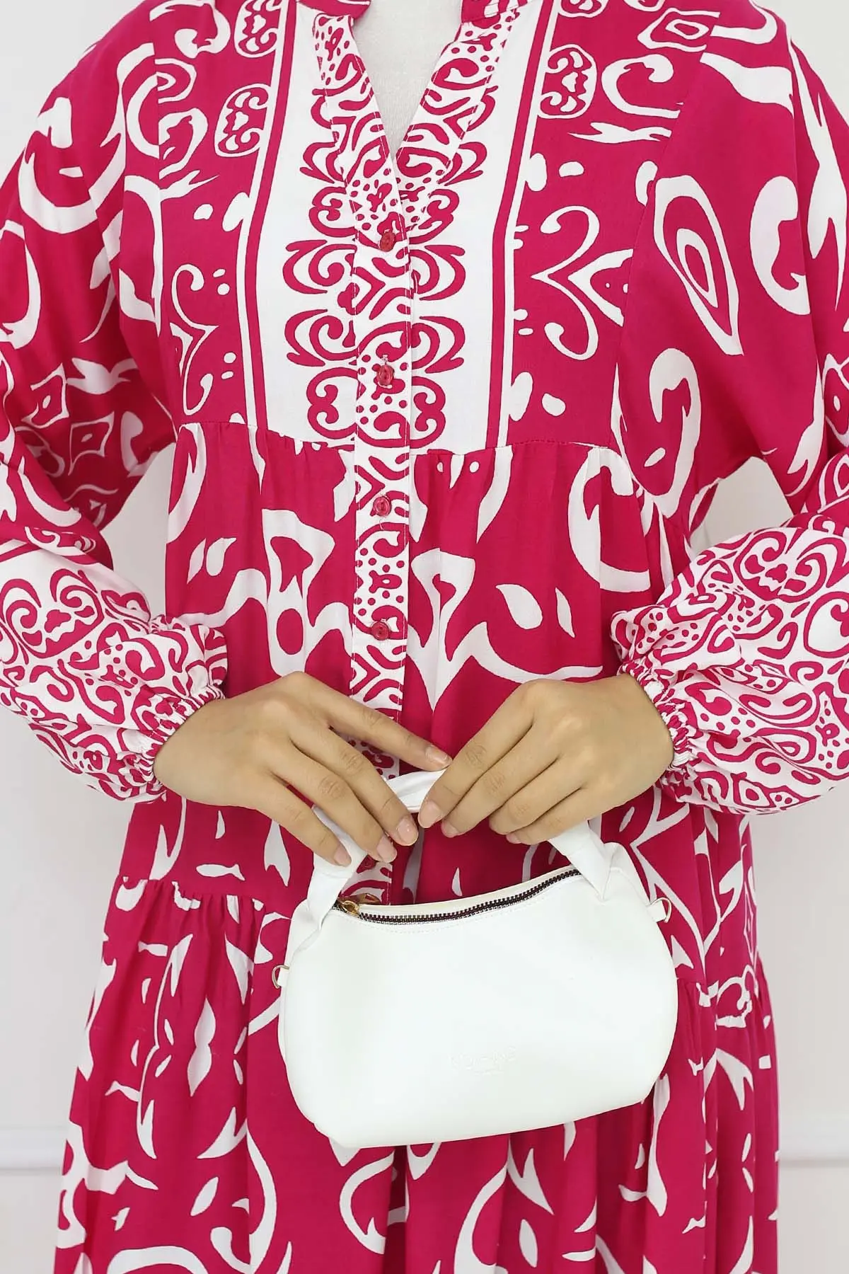 Desenli Viskon Elbise-detail