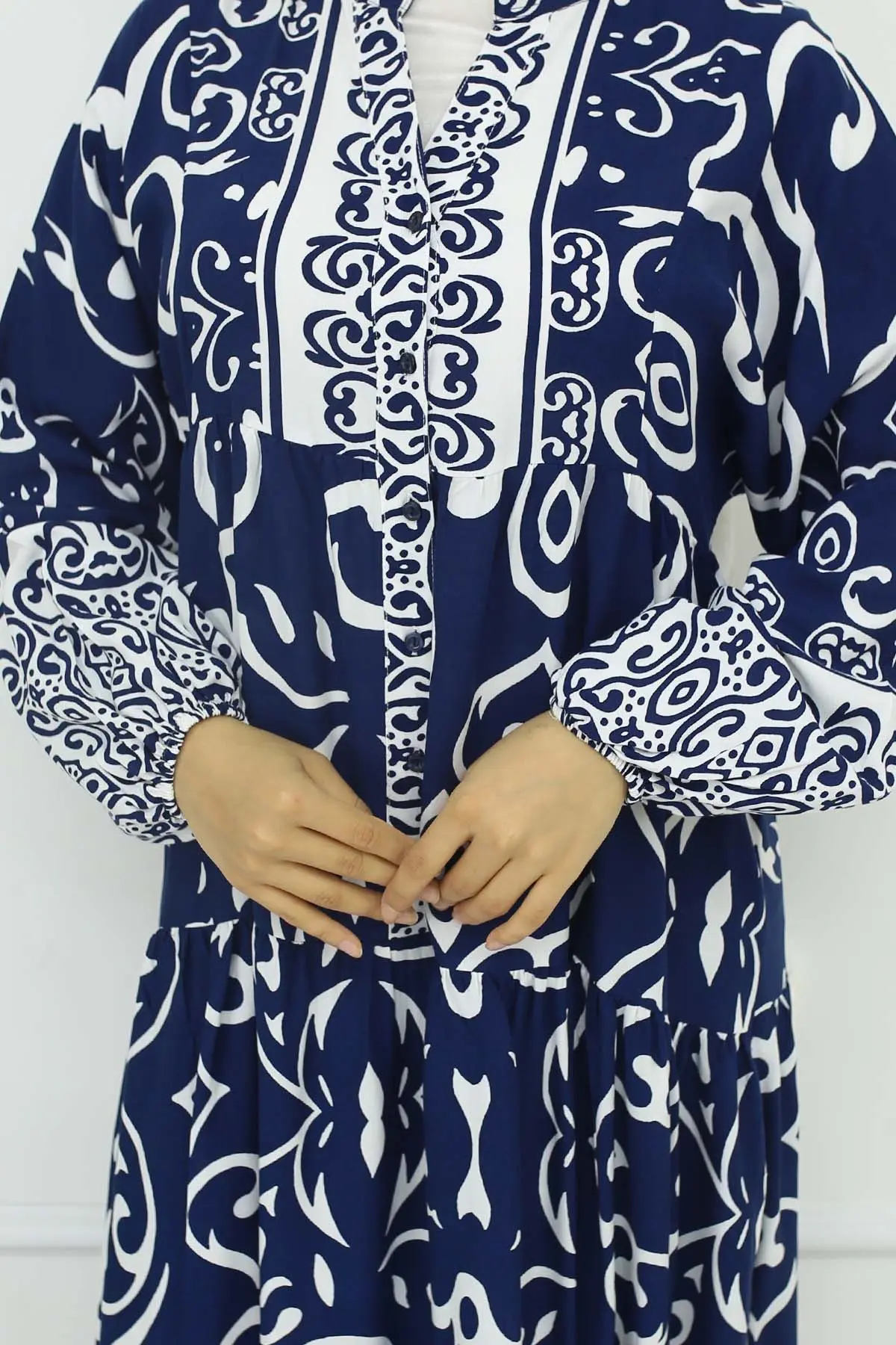 Desenli Viskon Elbise-detail