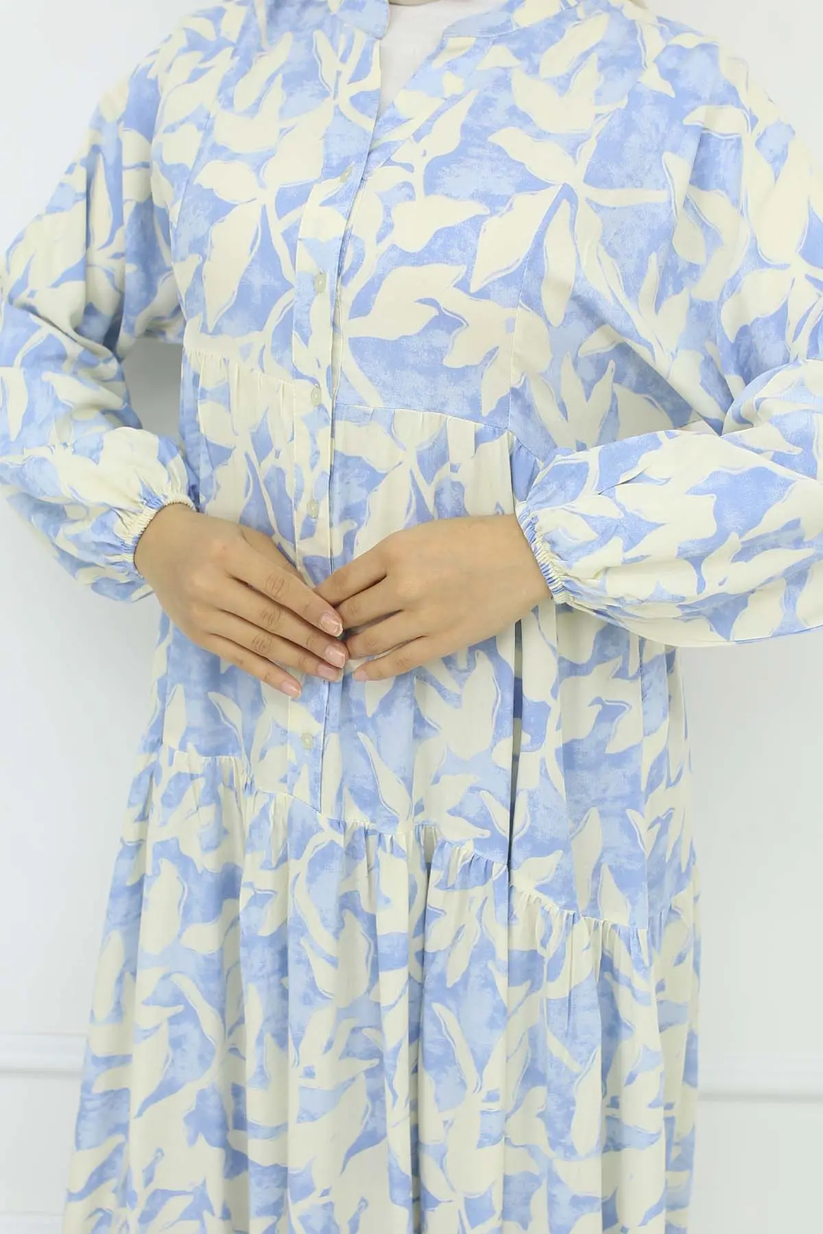 Desenli Viskon Elbise-detail