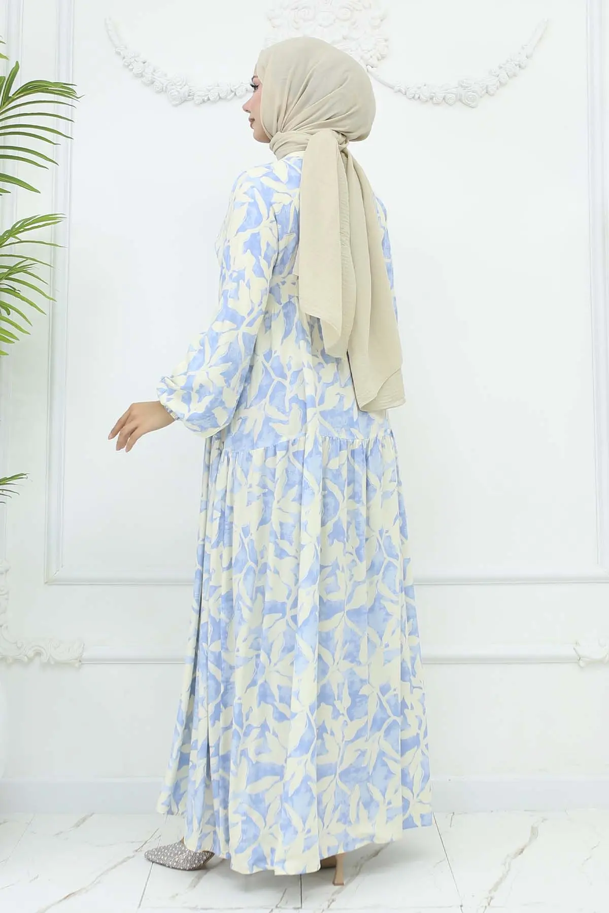 Desenli Viskon Elbise-detail