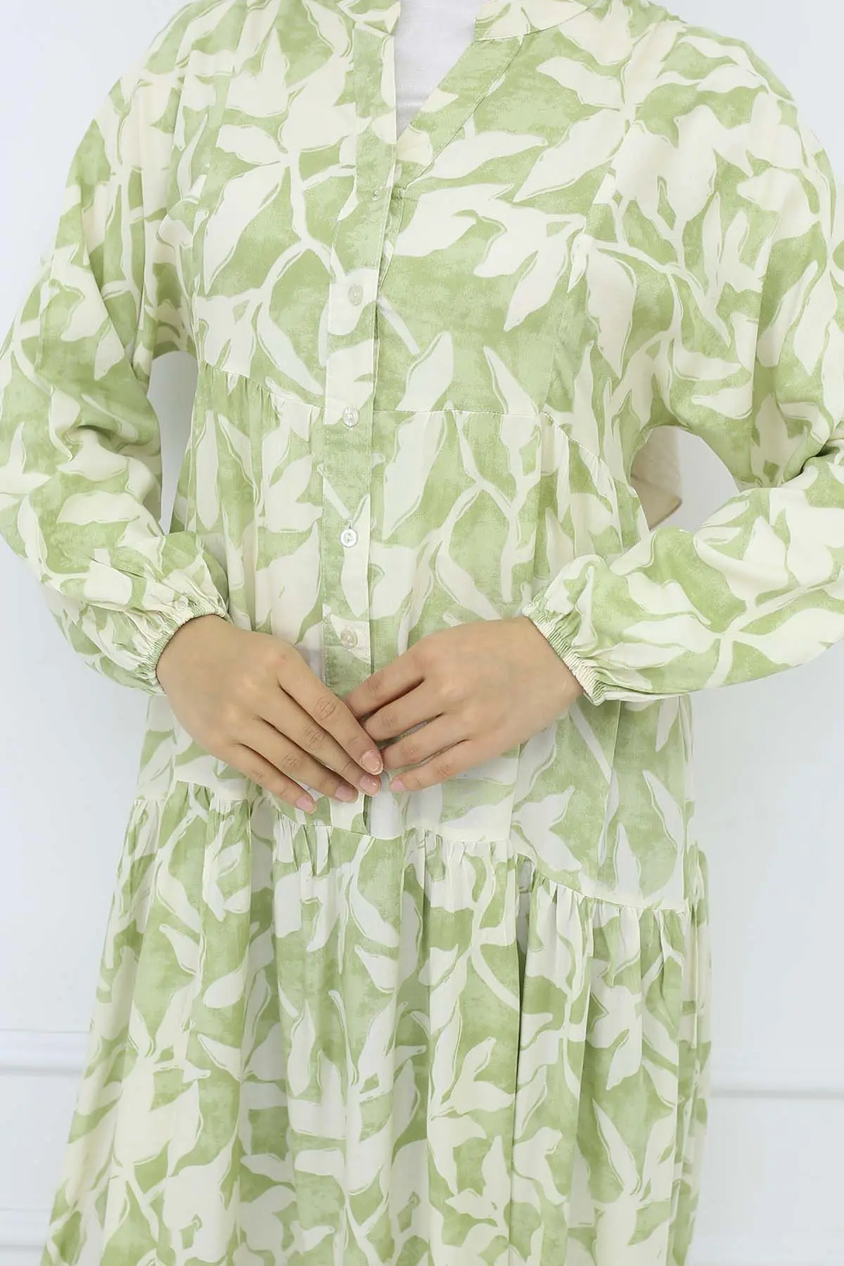 Desenli Viskon Elbise-detail