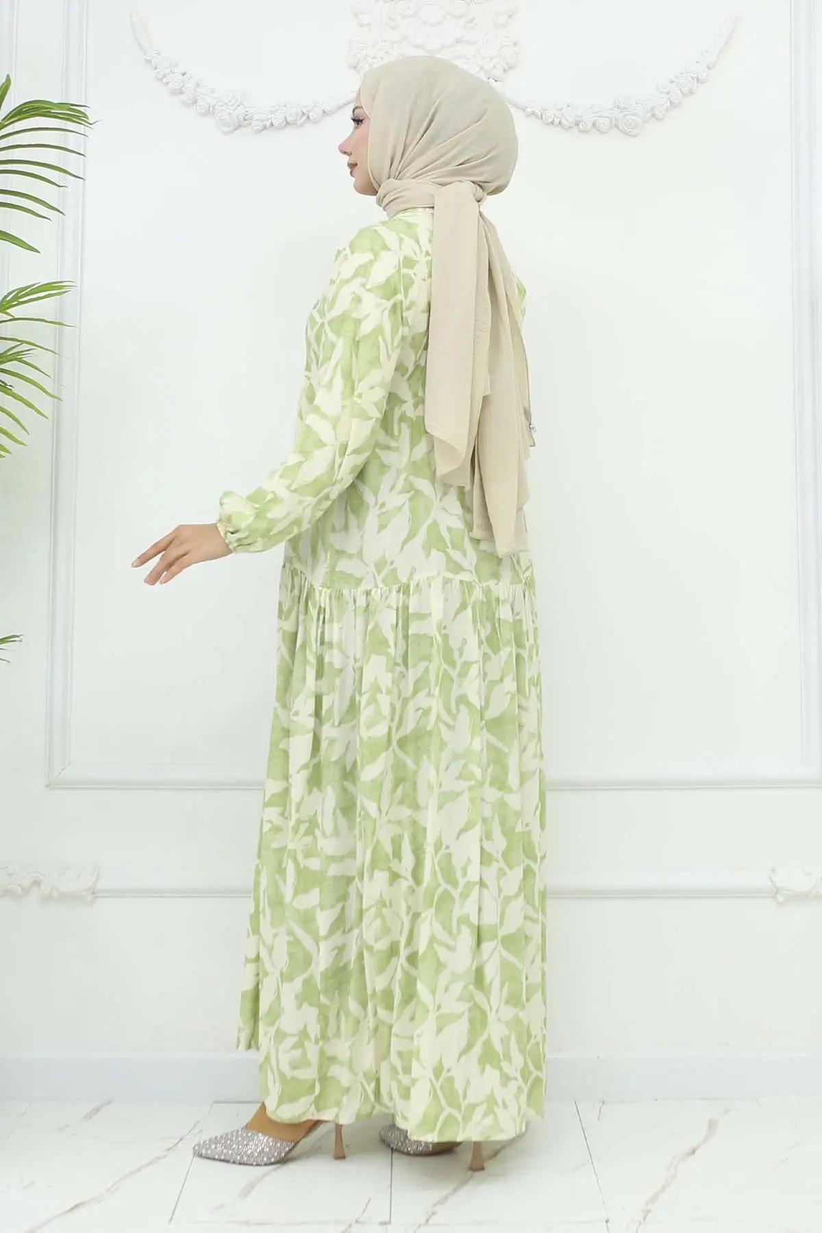 Desenli Viskon Elbise-detail