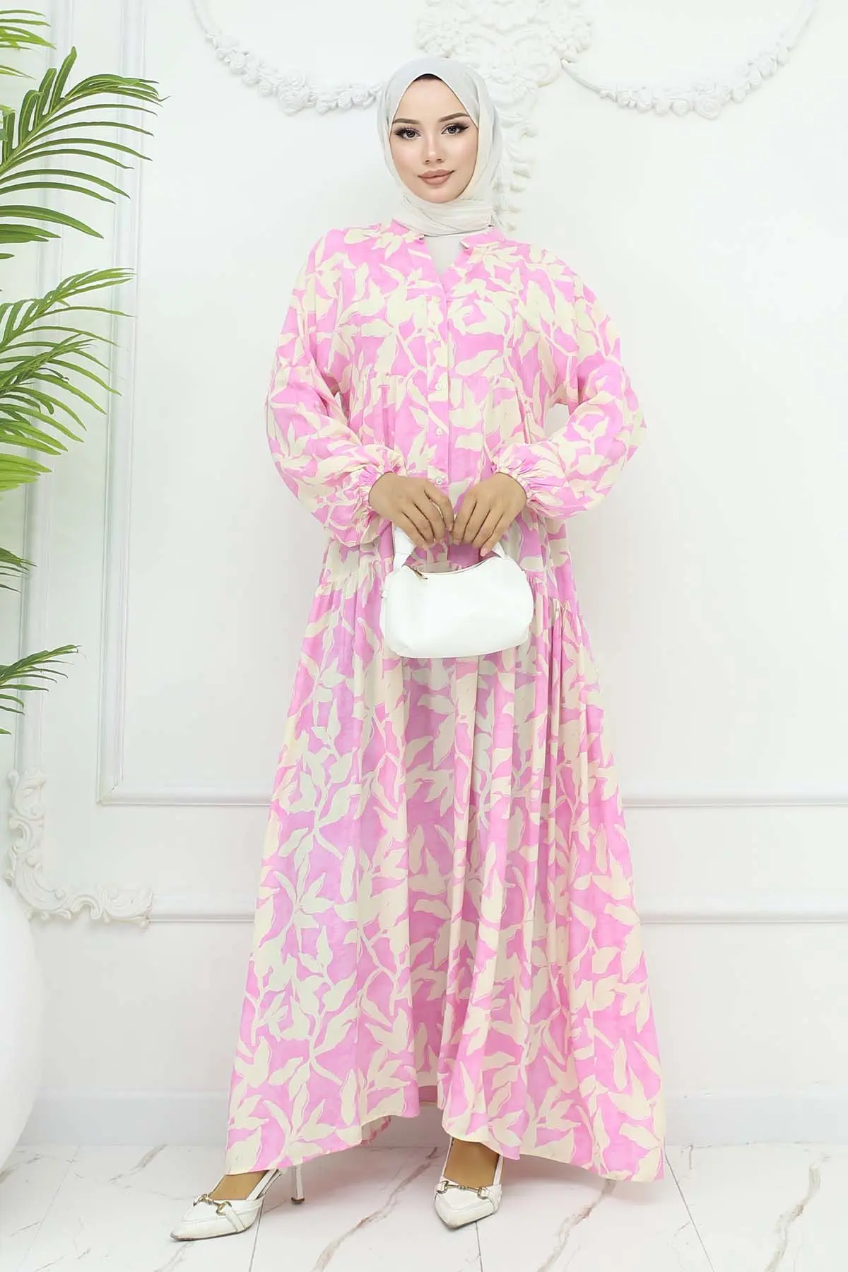 Desenli Viskon Elbise-detail