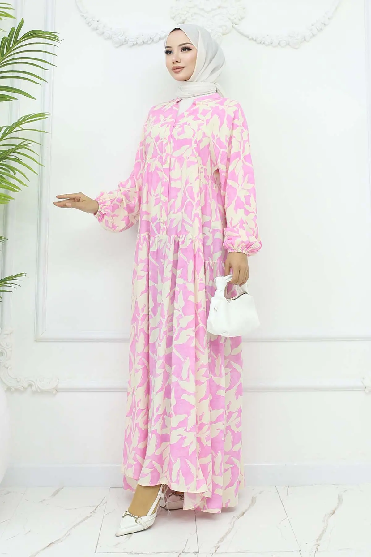 Desenli Viskon Elbise-detail