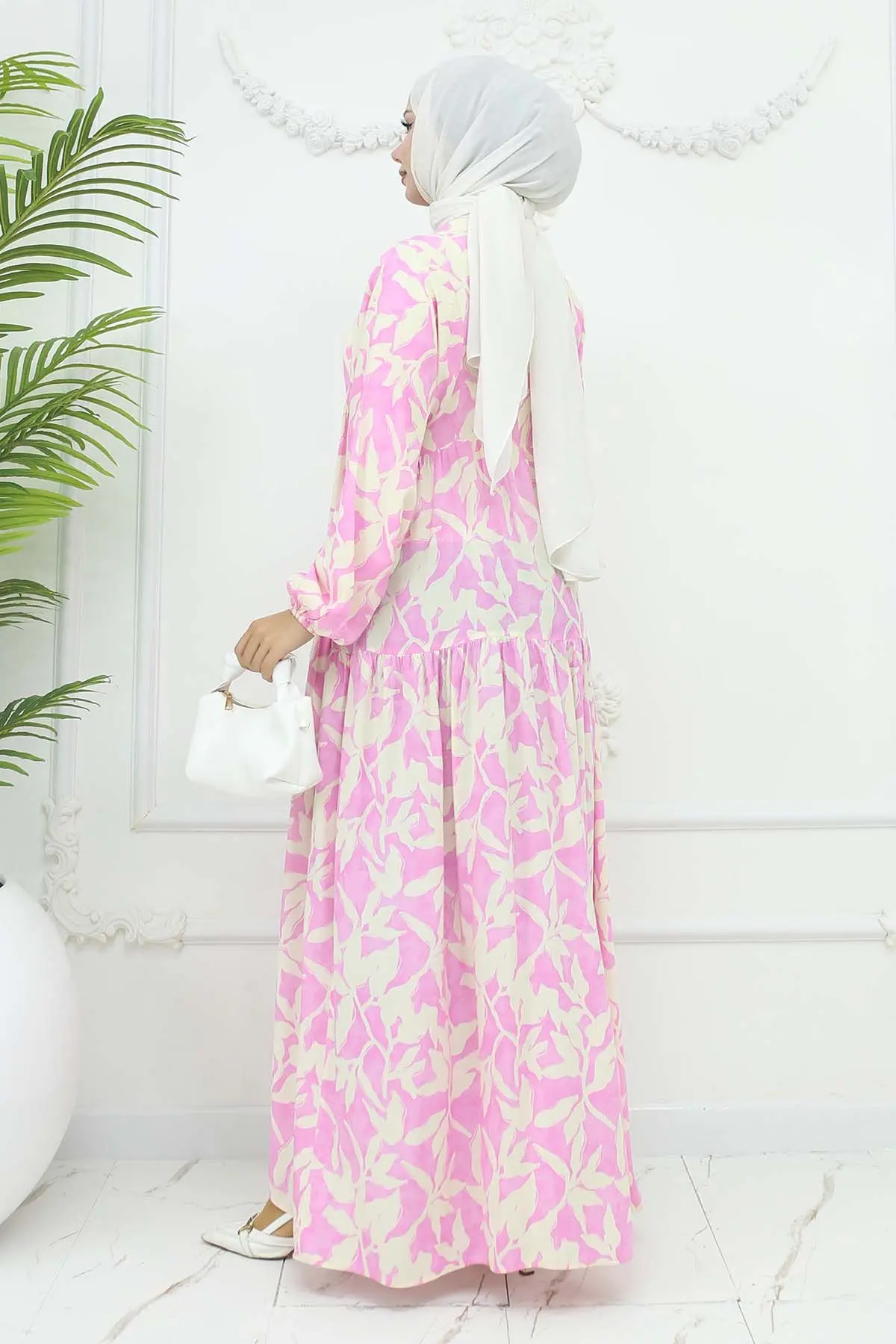 Desenli Viskon Elbise-detail