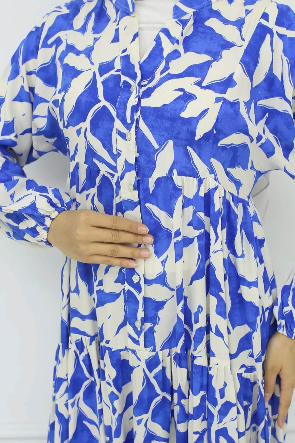 Desenli Viskon Elbise-detail