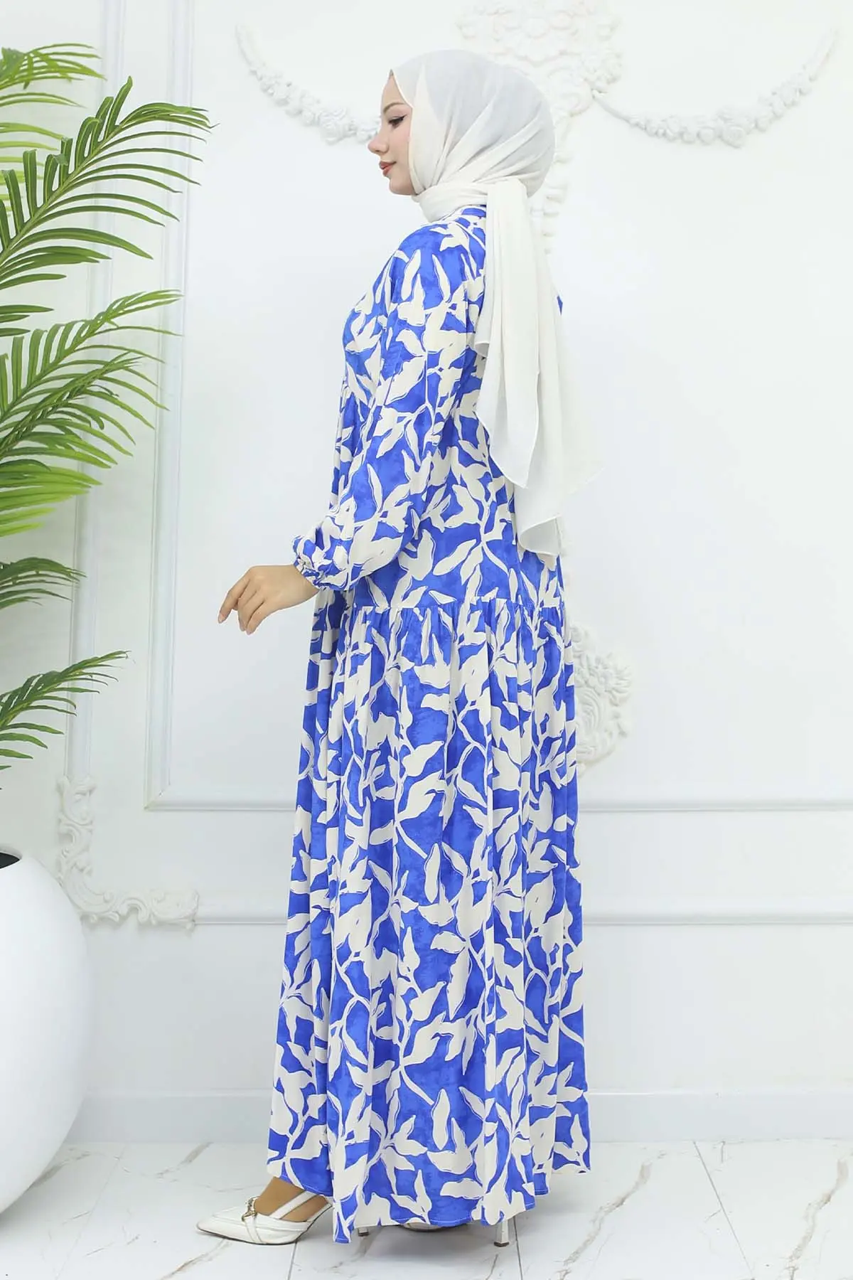 Desenli Viskon Elbise-detail