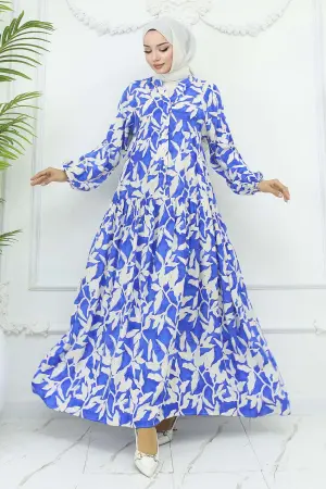 Desenli Viskon Elbise