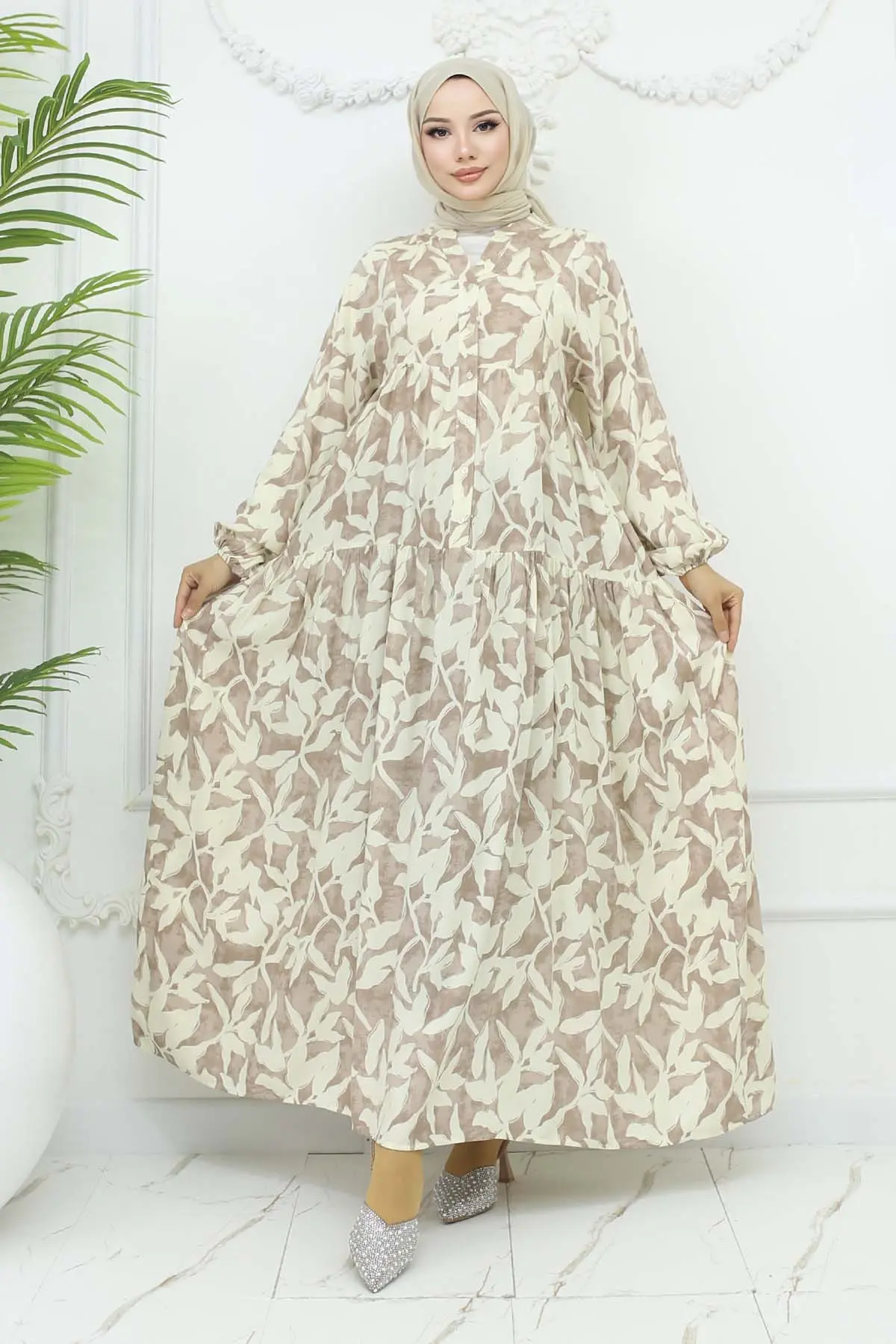 Patterned Viscose Dress-detail