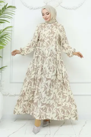 Desenli Viskon Elbise