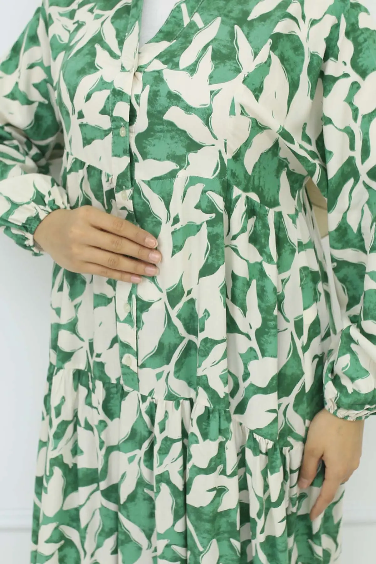 Desenli Viskon Elbise-detail