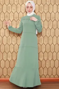 Dikiş Detaylı Model Elbise Haki