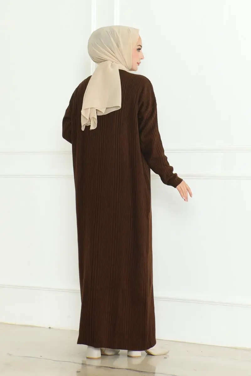 Textured Knitwear Hijab Dress-detail