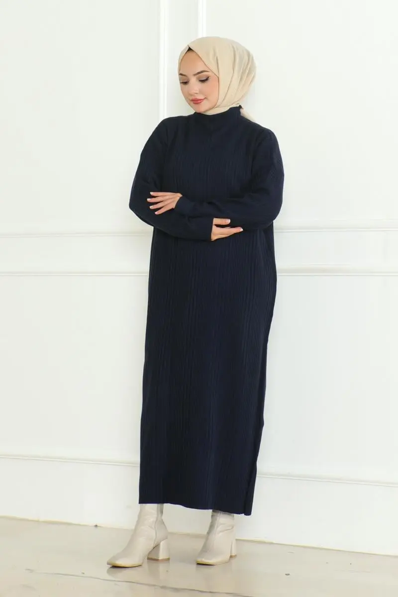 Textured Knitwear Hijab Dress