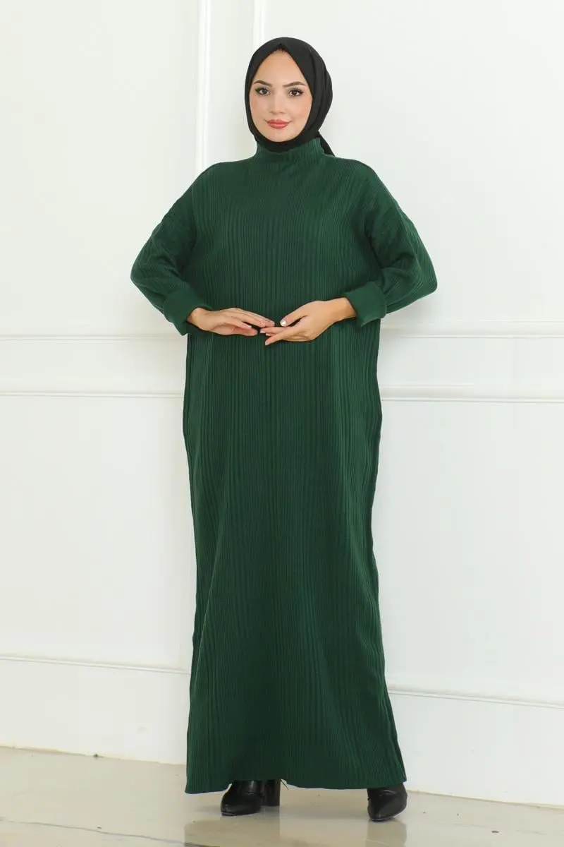 Textured Knitwear Hijab Dress-detail