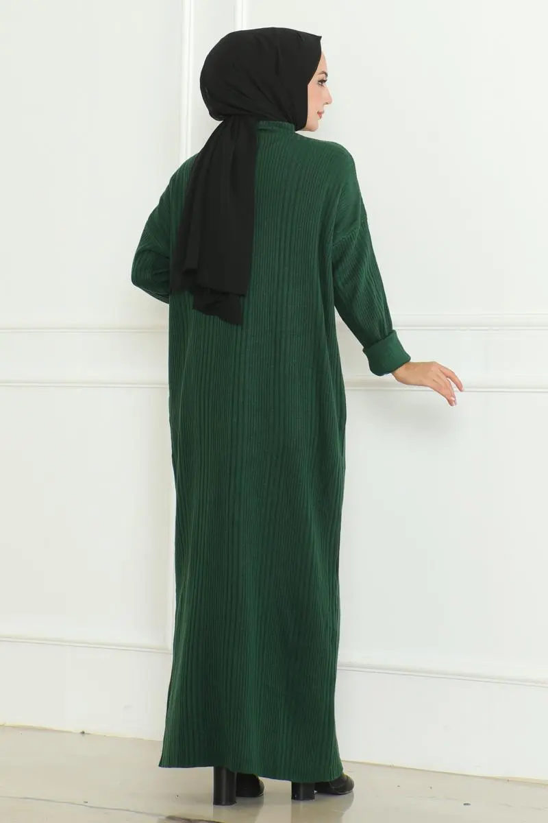 Textured Knitwear Hijab Dress-detail