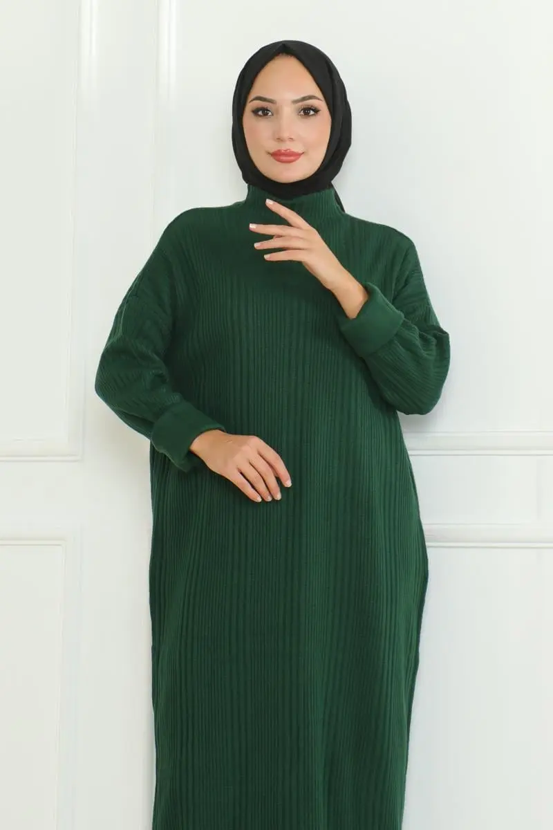 Textured Knitwear Hijab Dress-detail