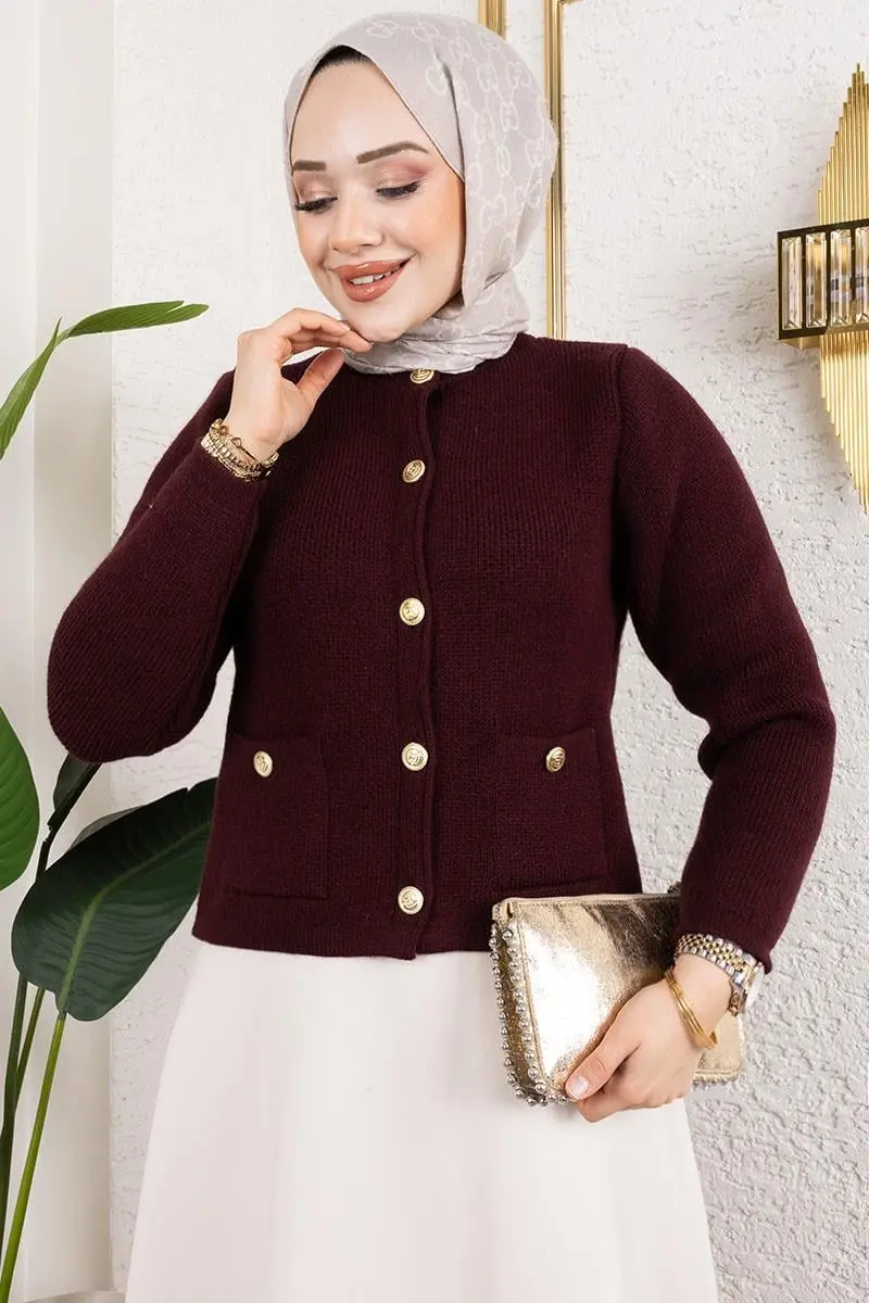 Buttoned Knitted Cardigan-detail